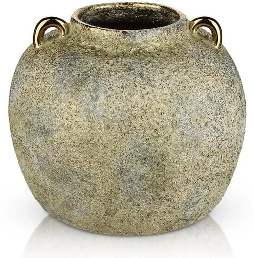 Vase décoratif rustique en céramique dorée de 20 cm - Modèle Artisan