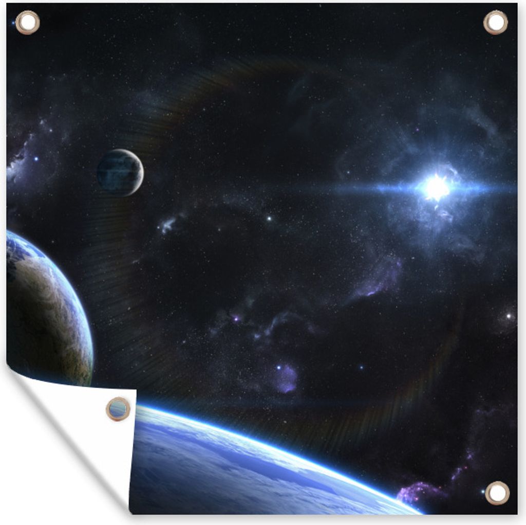 MuchoWow 100x100 cm Outdoor-Poster Gartendeko Sichtschutz Garten Poster für den Garten Sternplaneten