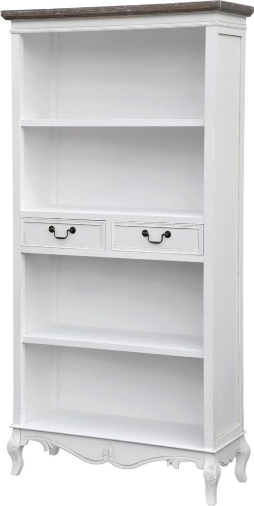 FURNLUX Vitrine Rimini Weiss Braun Und Weiss 90cm / Hauptfarbe: Weiß / Abmessungen: 90 x 179 x 35 cm
