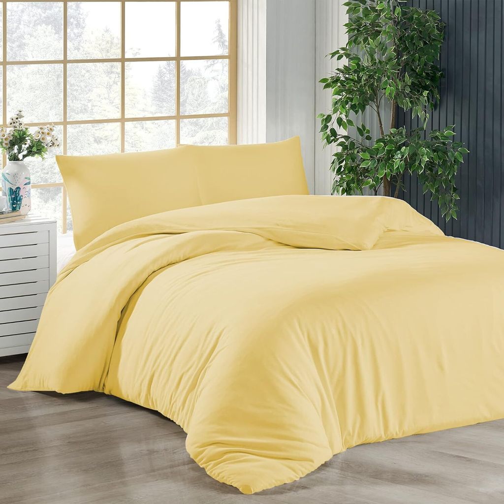 Bettwäsche Bettbezug 2er Set 135x200 cm Einfarbig 100% Baumwolle Gelb