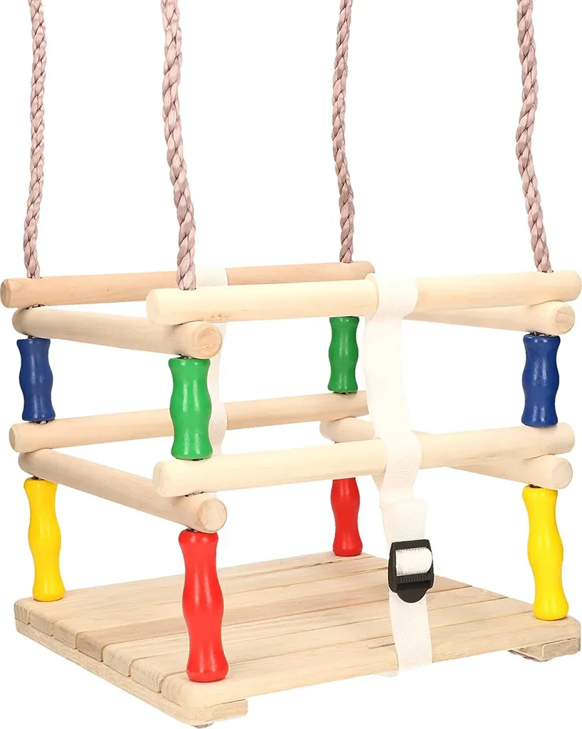 Balançoire en bois massif 30cm KOTARBAU® avec assise haute sécurisée