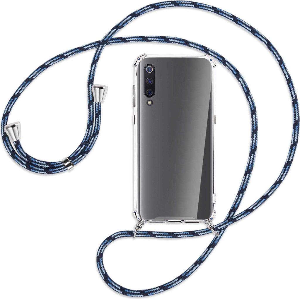 Handykette Backcover-Schutzhülle mit Band (Metall silberfarben) für Xiaomi Mi 9 / Mi 9 Explorer - Blautöne
