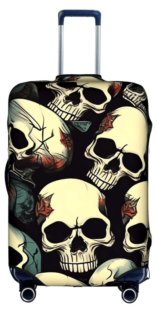 Gepäckabdeckung mit Totenkopf-Skelett-Druck, elastische Kofferabdeckung, Schutz, für 45,7 - 81,3 cm (18-32 Zoll) Gepäck, Weiss/opulenter Garten,...