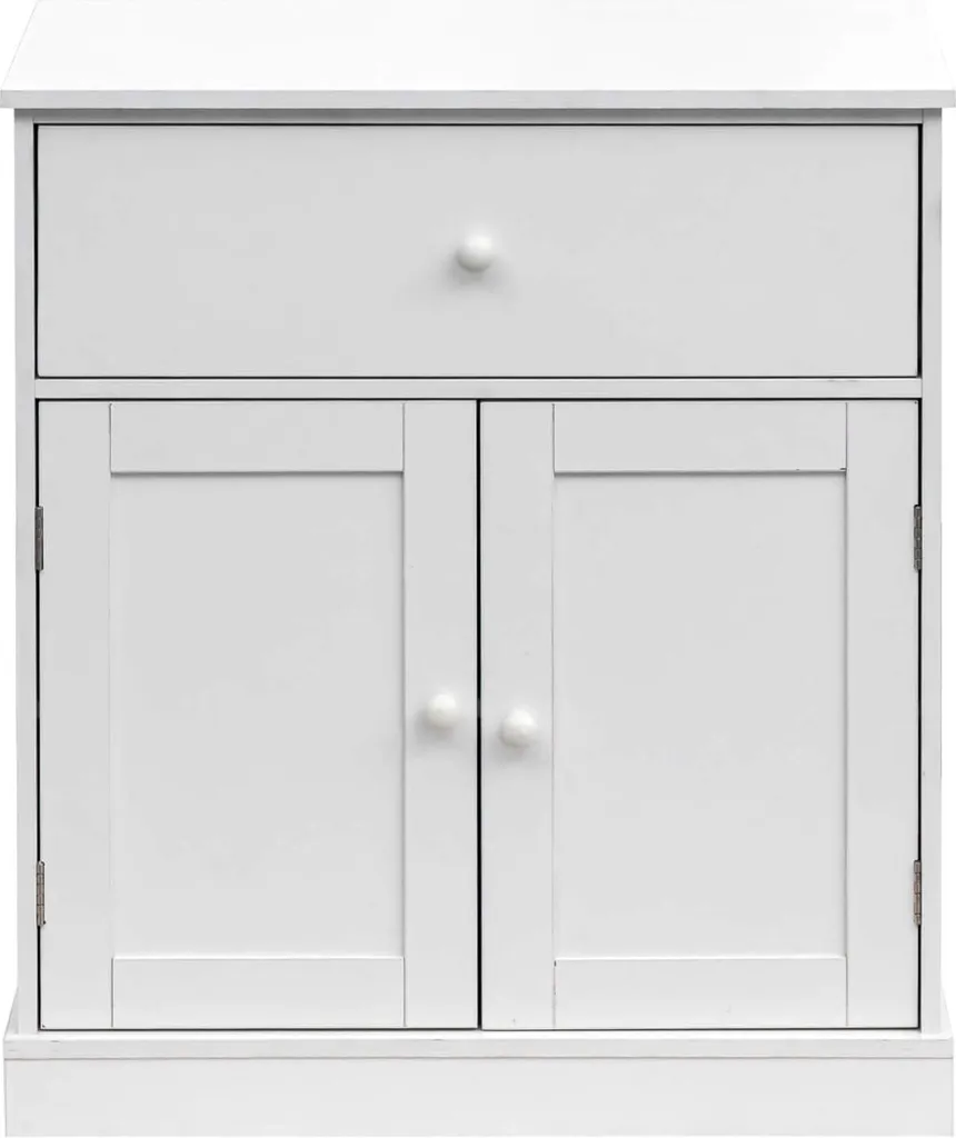 Commode Rebecca Mobili blanche avec 2 tiroirs et 2 portes en MDF