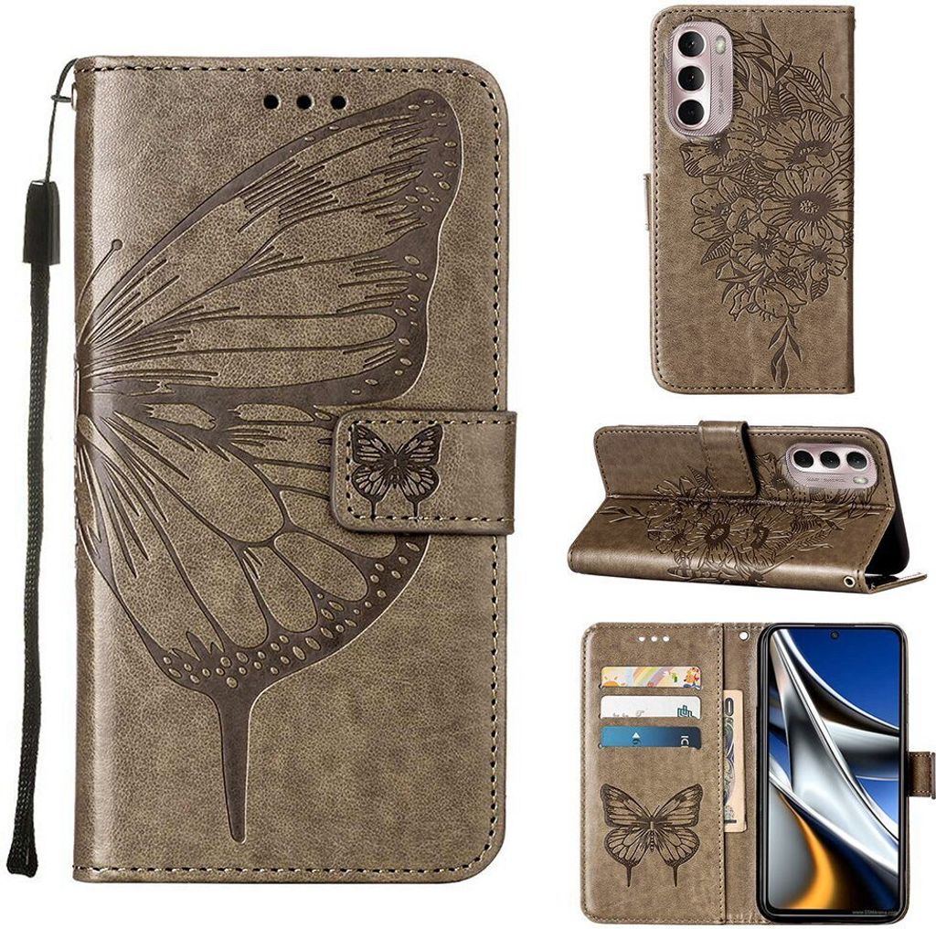 Moto G Stylus 4G 2022 Hülle, Schmetterling Prägung Flip Leder Kartenfächer Schutzhülle Ledertasche mit Ständer für Motorola Moto G Stylus 4G ...
