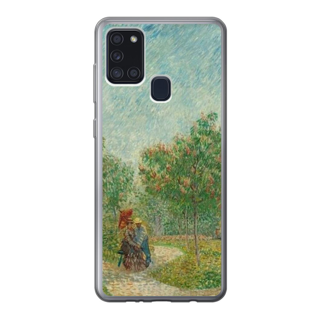 MuchoWow Handyhülle Schutzhülle Hülle für Samsung Galaxy A21s Garten mit Liebenden - Vincent van Gogh Silikon Softcase Handy Hülle - Hartschale