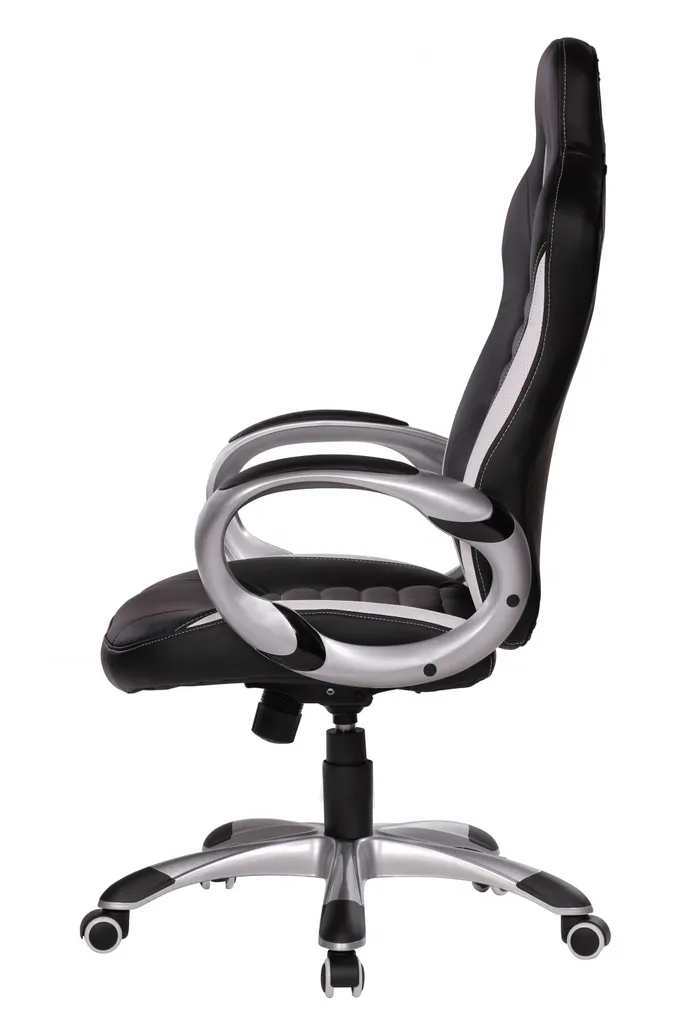 Chaise Bureau RACER AMSTYLE Noir - Finition Cuir et Dossier Inclinable