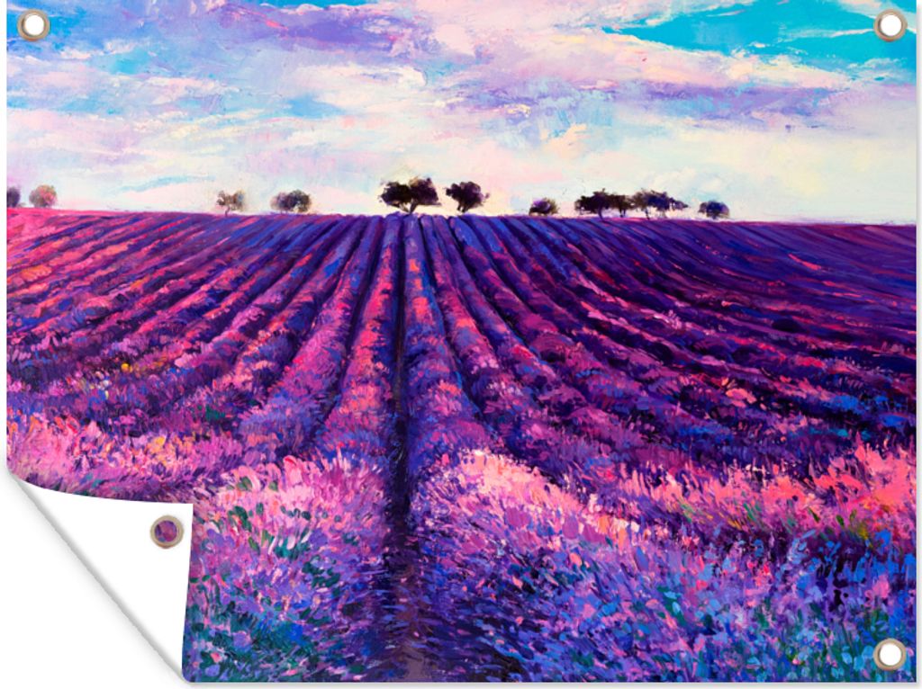 MuchoWow 120x90 cm Outdoor-Poster Gartendeko Sichtschutz Garten Poster für den Garten Ölfarbe - Malerei - Blumen