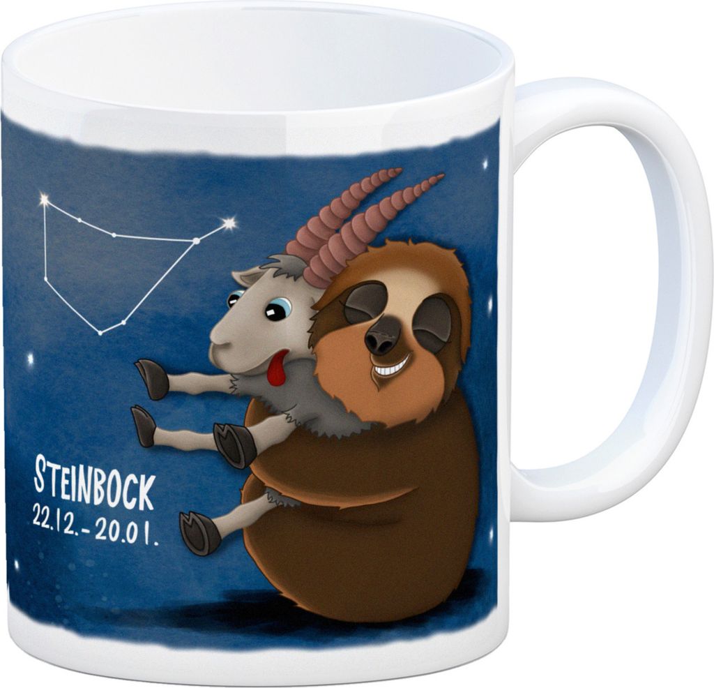 Kaffeebecher mit Faultier Sternzeichen Steinbock Motiv Becher Tasse
