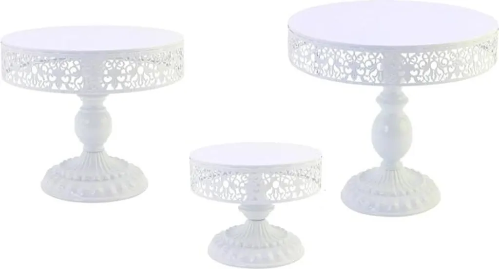 Set 3 Alzate Torte Bianche su Piede - Supporto Sweet Table Professionale