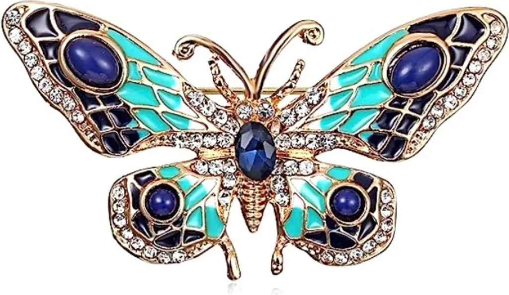 Spilla Gioiello Farfalla 5x2.6cm | Zirconi Colorati Alta Brillantezza