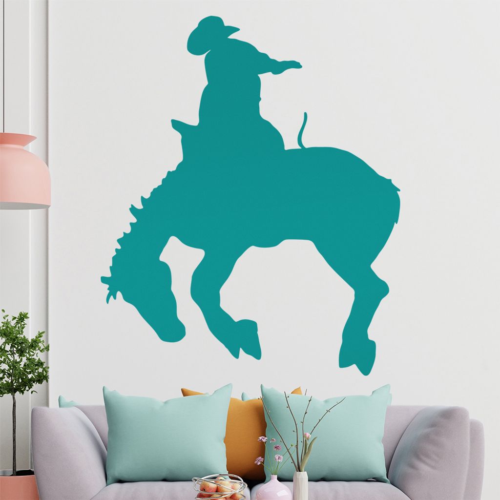 KIWISTAR Cowboy Pferd - Reiten Arena Rondeo Wandtattoo in 6 Größen - Wandaufkleber Wall Sticker - Dekoration, Küche, Wohnzimmer, Schlafzimmer, B...