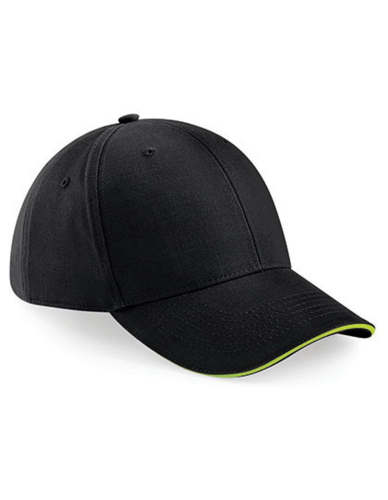 Beechfield B20 | Athleisure 6 Panel Cap - Farbe: Black/Lime Green - Größe: One Size