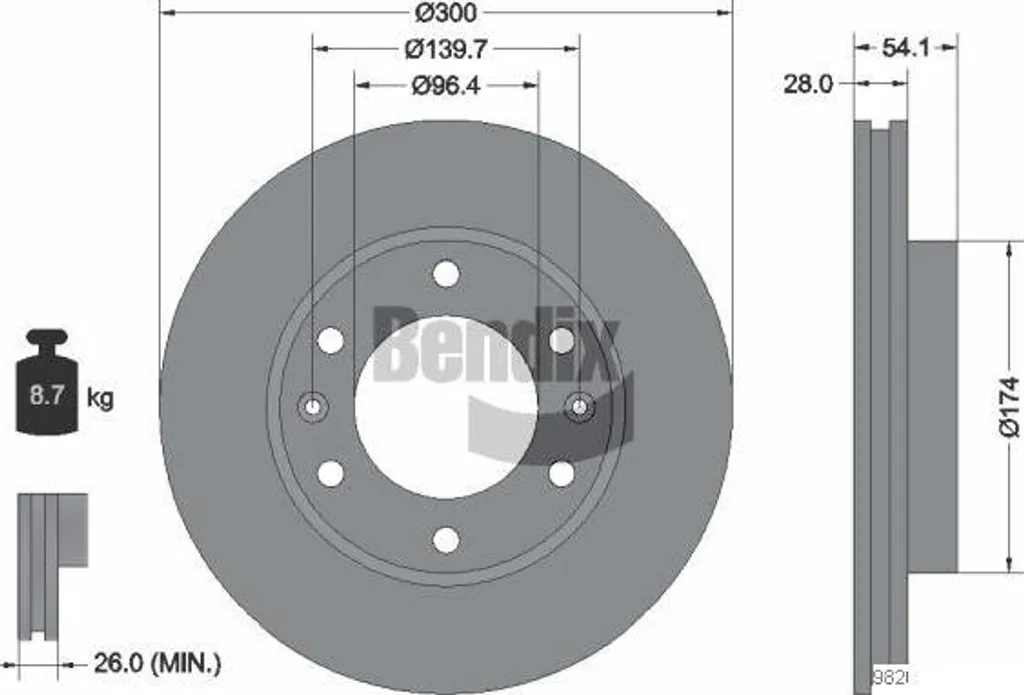 Disque frein BENDIX BDS2025 - Compatible Carnival - Équivalent OE 517124D000