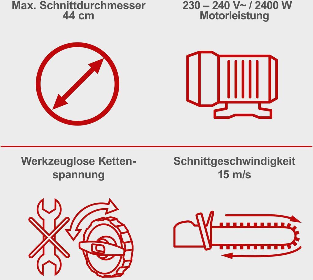 Scheppach Elektro Kettensäge CSE2600 | 2400W | 45,5cm Kette Produktbild 3