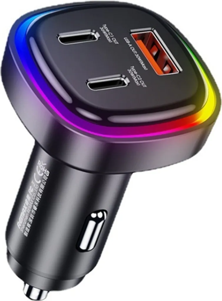 REMAX RCC330 Serie Earl 3 in 1 Caricabatterie rapido da auto 66W PD con indicatore luminoso