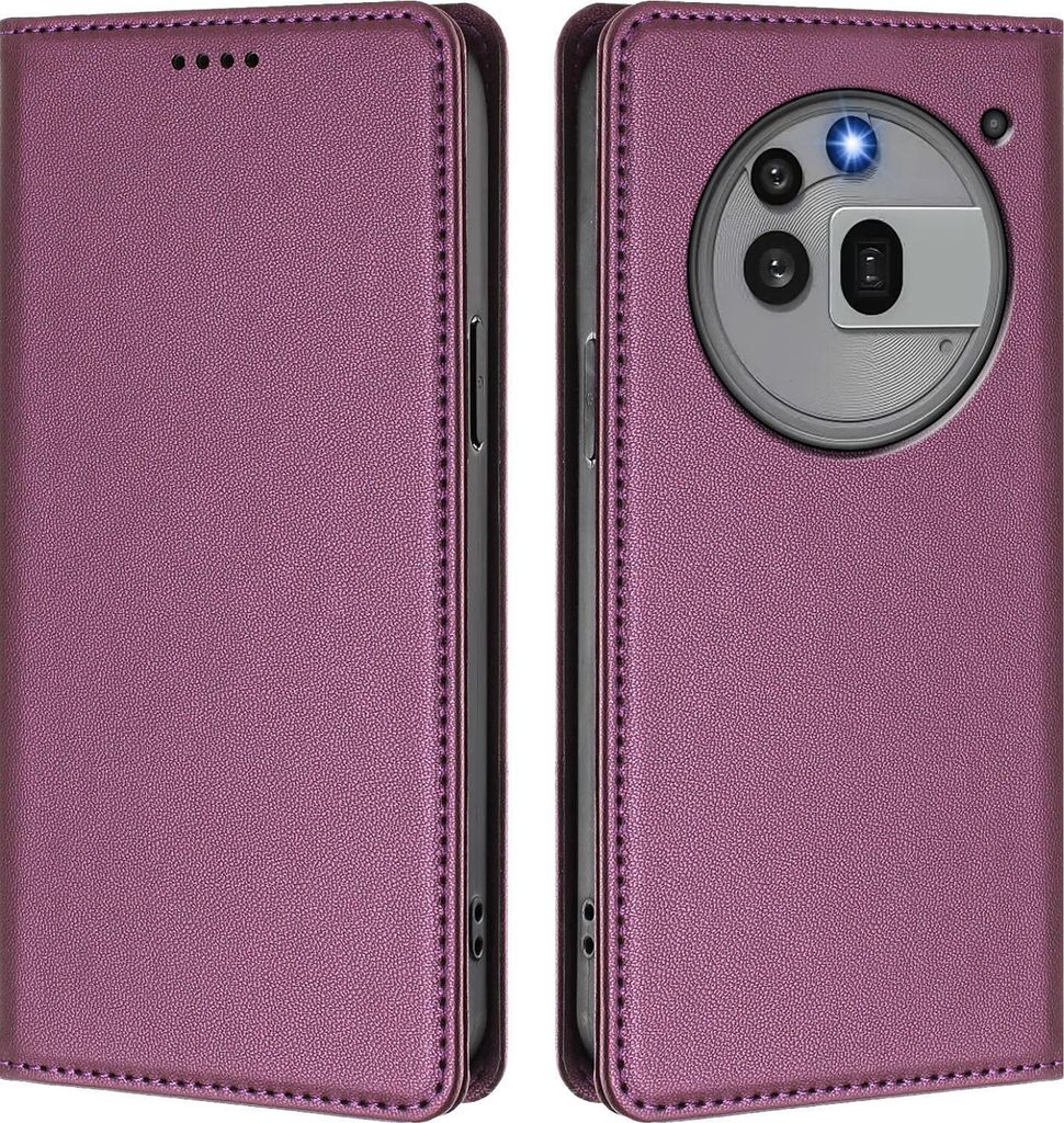 Handyhülle für Nothing Phone 3A Pro, Kunstleder Klapphülle Stoßfeste Magnetische Hülle mit Ständer Lila