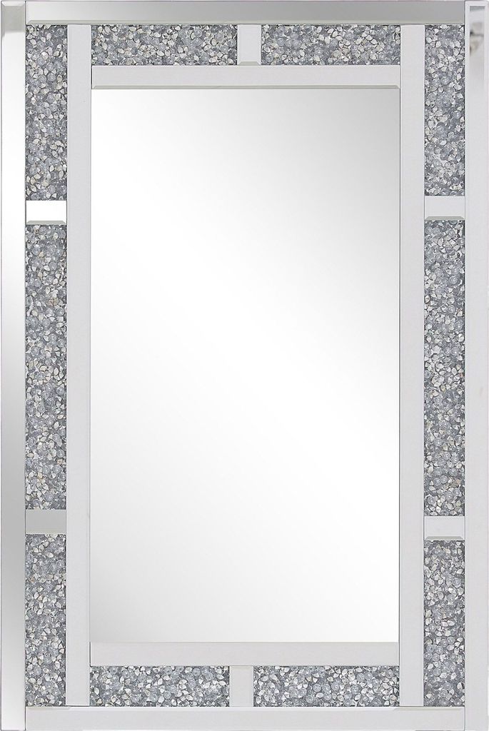 BELIANI Wandspiegel Silber Glas 60x90 cm Rechteckig Modern Wohnaccessoire Wohnzimmer Schlafzimmer Wohnbereich Bad