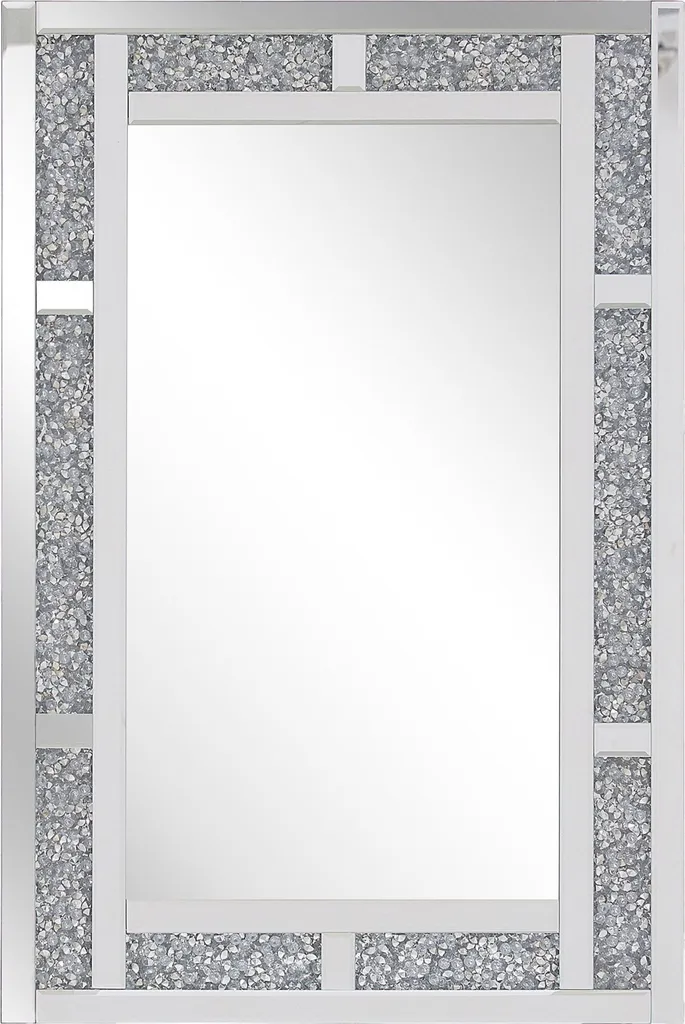 Miroir rectangulaire encadré 60 x 90 cm argenté pour salle de bain chic