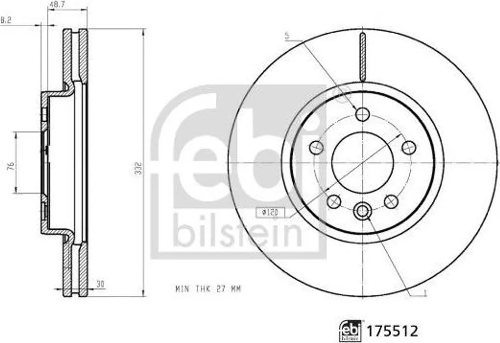 Disque de frein Amarok 2H6615301 - Remplacez votre disque avec FEBI 175512