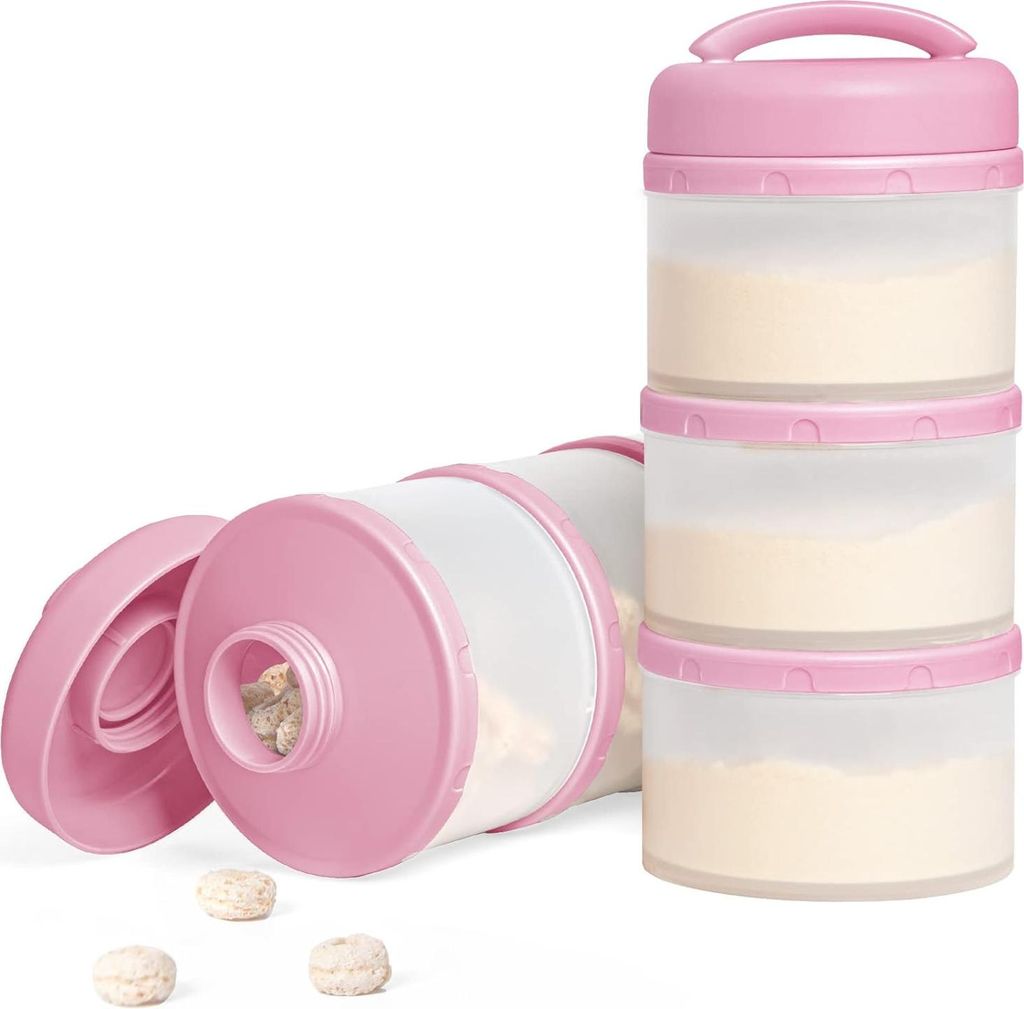 Milchpulver-Portionierer Baby Stapelbare Milchpulver Aufbewahrungsbox Set von 2 (Baby Rosa-2)