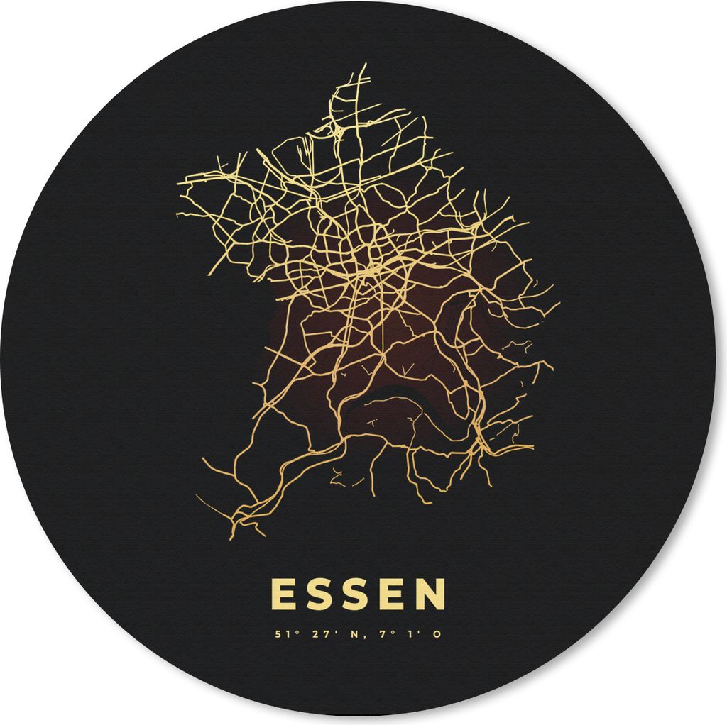 MuchoWow Mauspad Mousepad Essen - Gold - Stadtplan - Karte 50x50 cm - Mousepads - Maus Mat - Pad - Mausunterlage - Vinyl