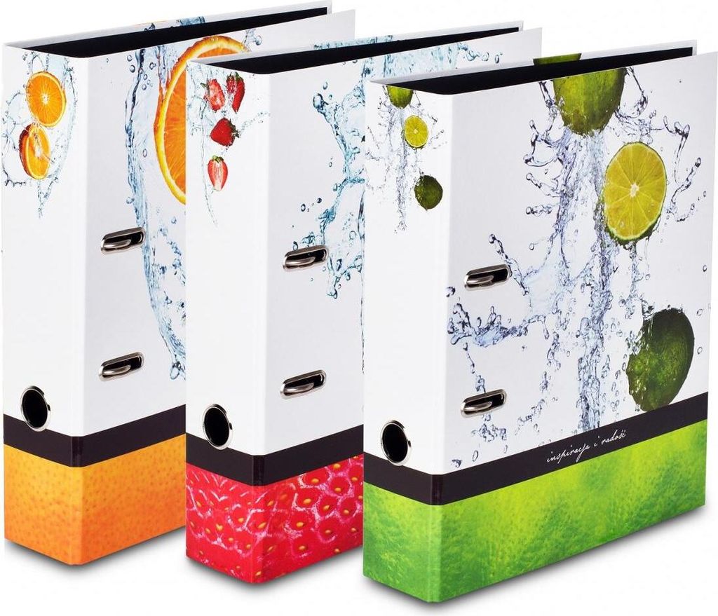 3 verschiedene Motivordner "Livepac Fruits" / DIN A4 / 75mm breit