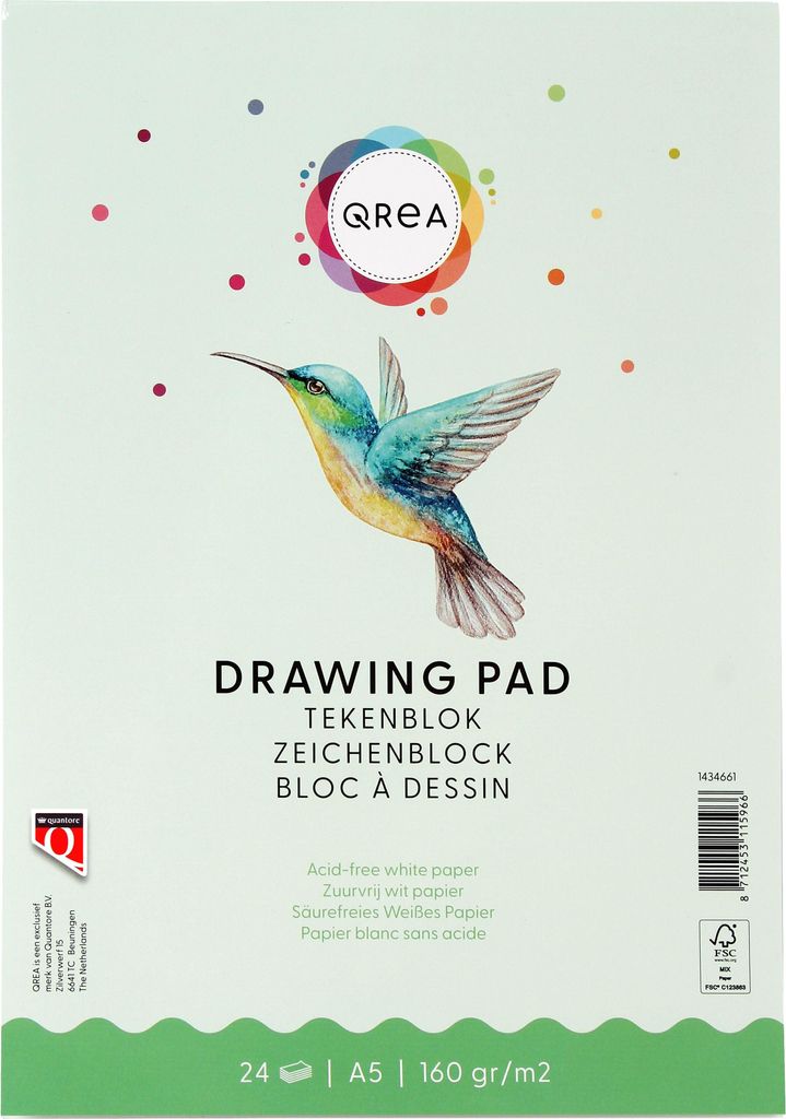 Qrea - Zeichenblock A5 24 Blatt 160gr geklebt