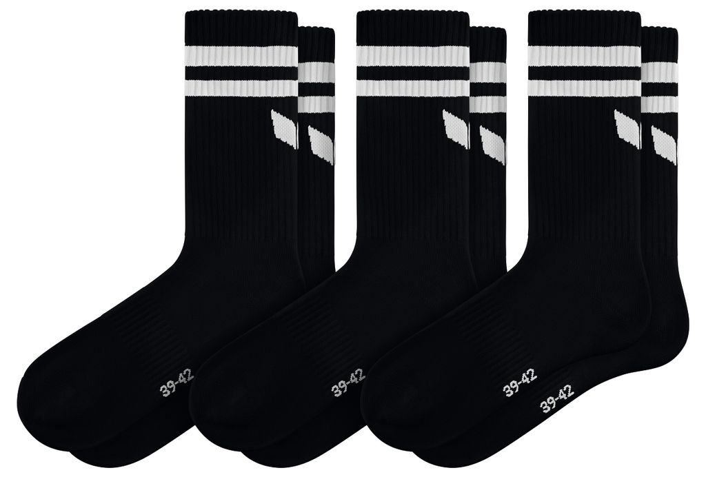 Erima Wings Socken 3er-Pack Schwarz 35-38