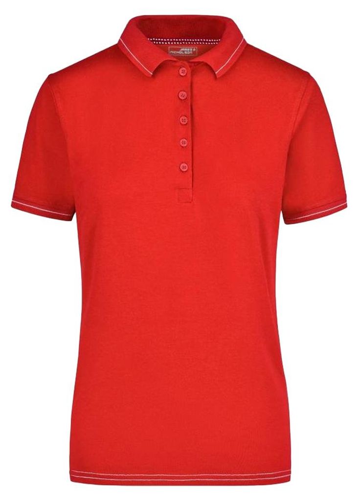 James and Nicholson - Poloshirt Elastisch für Damen LT3159 (L) (Rot/Weiß)