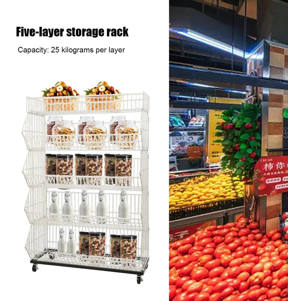 Étagère inox robuste charge maximale 200kg avec 5 plateaux modulables 60cm