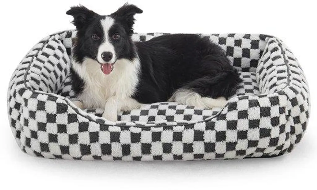 Panier lavable anti-stress chien moyen peluche gris 76x61x23 cm