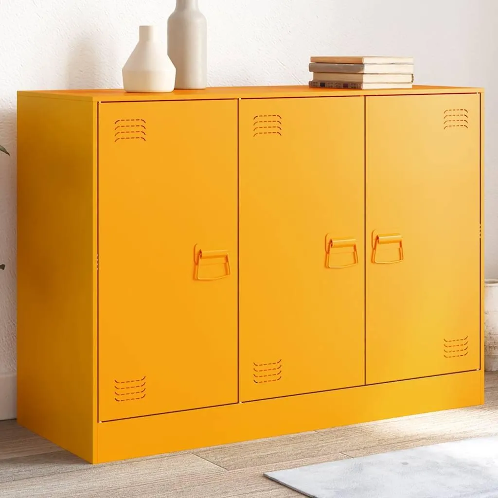 Sideboard jaune moutarde pour optimiser le rangement du salon ou bureau
