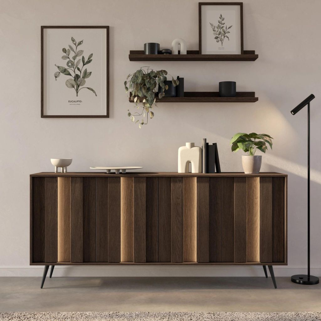 Sideboard Kommode 4-türig LUPO 183 cm Eiche Dunin 4x Produktbild 