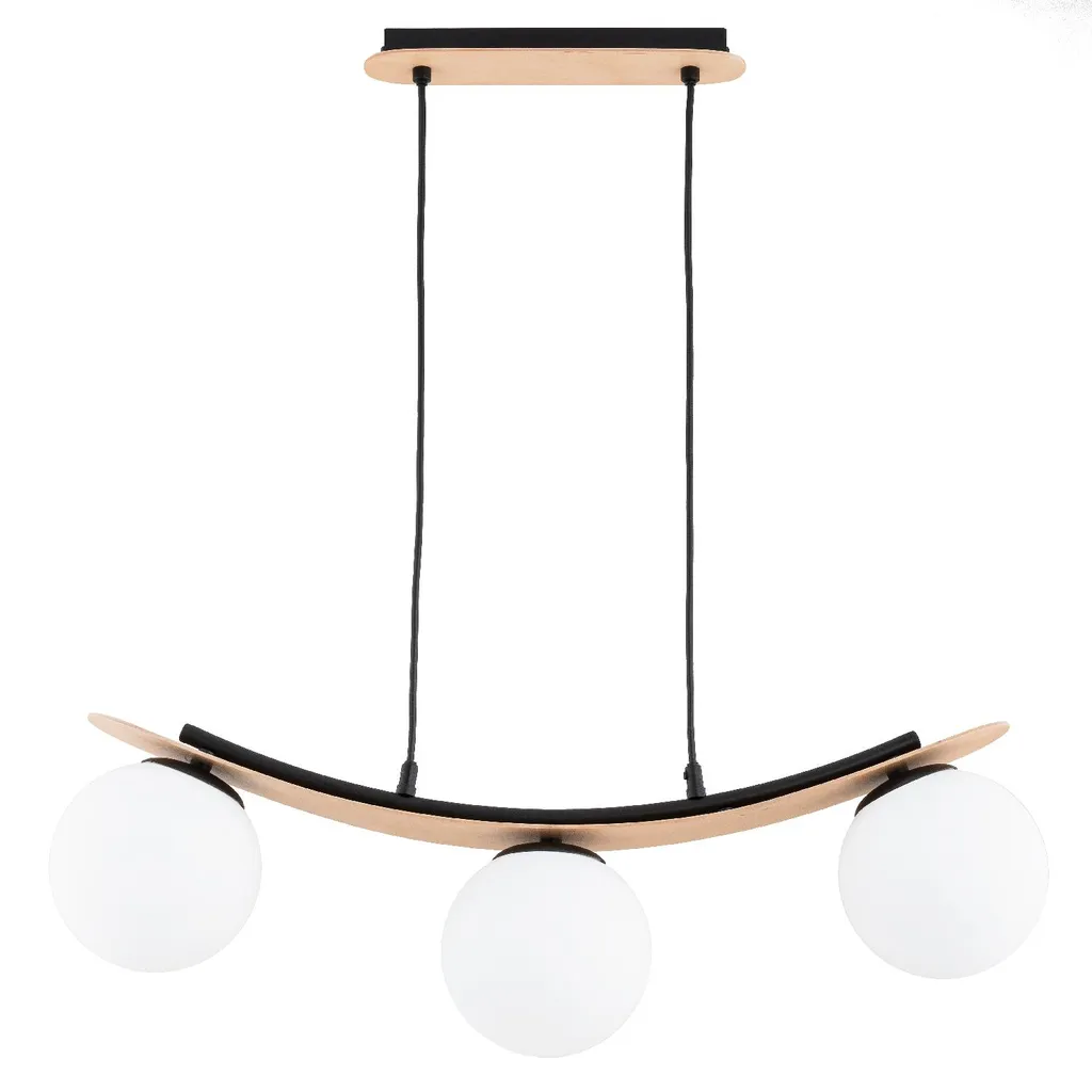 Suspension bois 3 ampoules pour table de repas NAIRA luminaire élégant