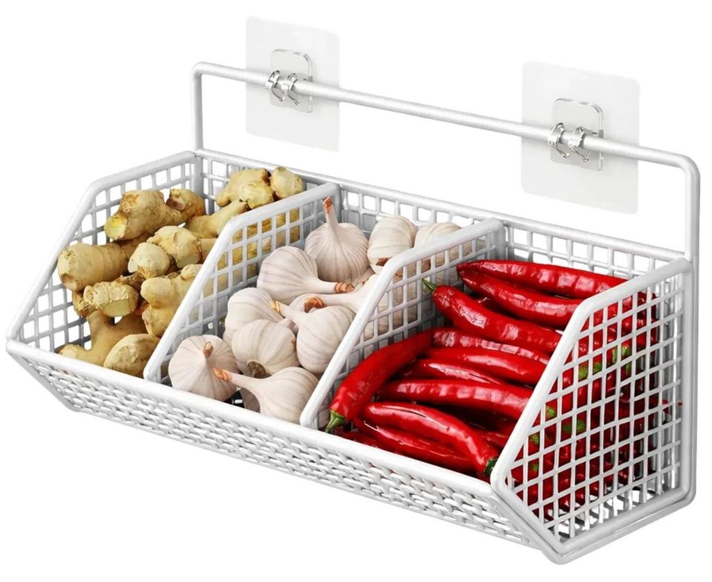 Witte wandorganizer met 3 vakken, ophangkorting voor de Productafbeelding 