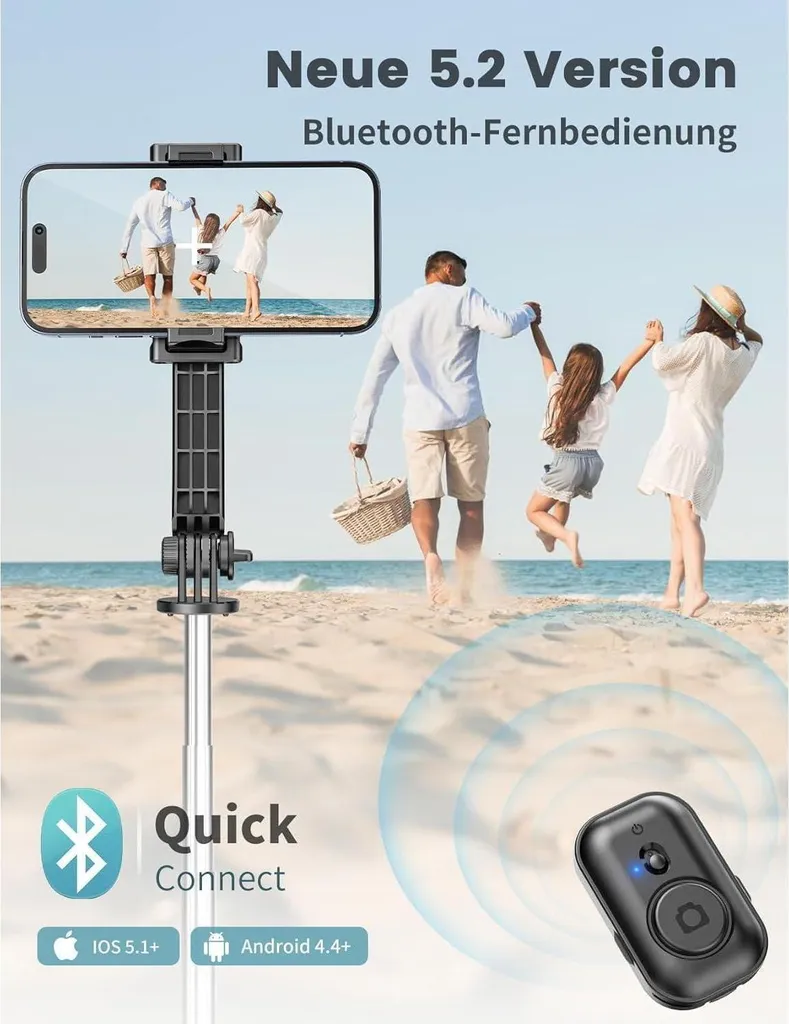 Perche Selfie Trépied Bluetooth avec Télécommande Détachable Noir - S1 - 5