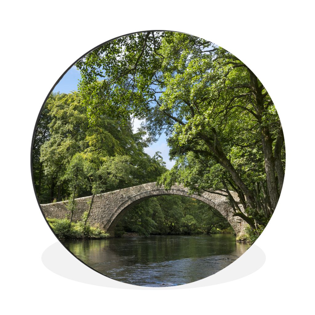 MuchoWow Aluminium Wandkreis Ein alter Steinbogen an einem sonnigen Nachmittag Ø 90 cm Wanddeko Modern Wohnzimmer - Mauerkreis - Wandbilder - Ru...