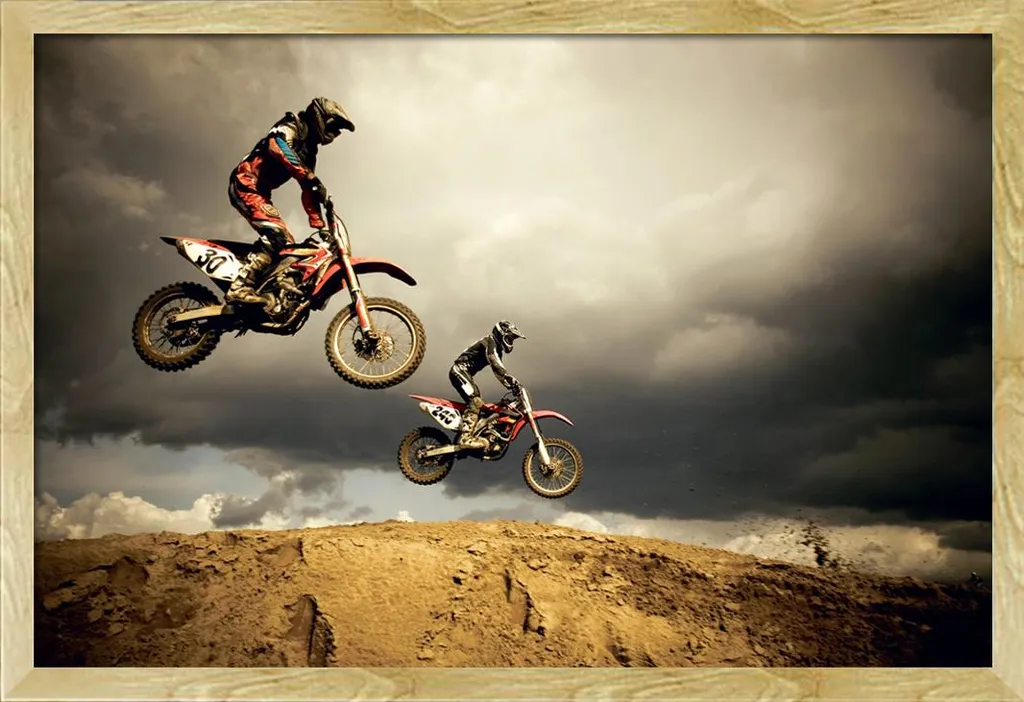 Quadro Motocross Big Air Moderno: Cornice Shinsuke Faggio e Acrilico