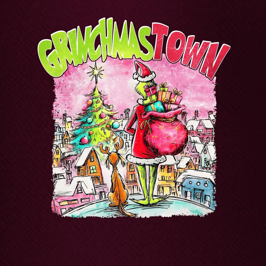Grinchmas Town Grinch Weihnachten Geschenk Weihnachtsbaum Max Uni Sweatshirt Pullover, Burgundy, S