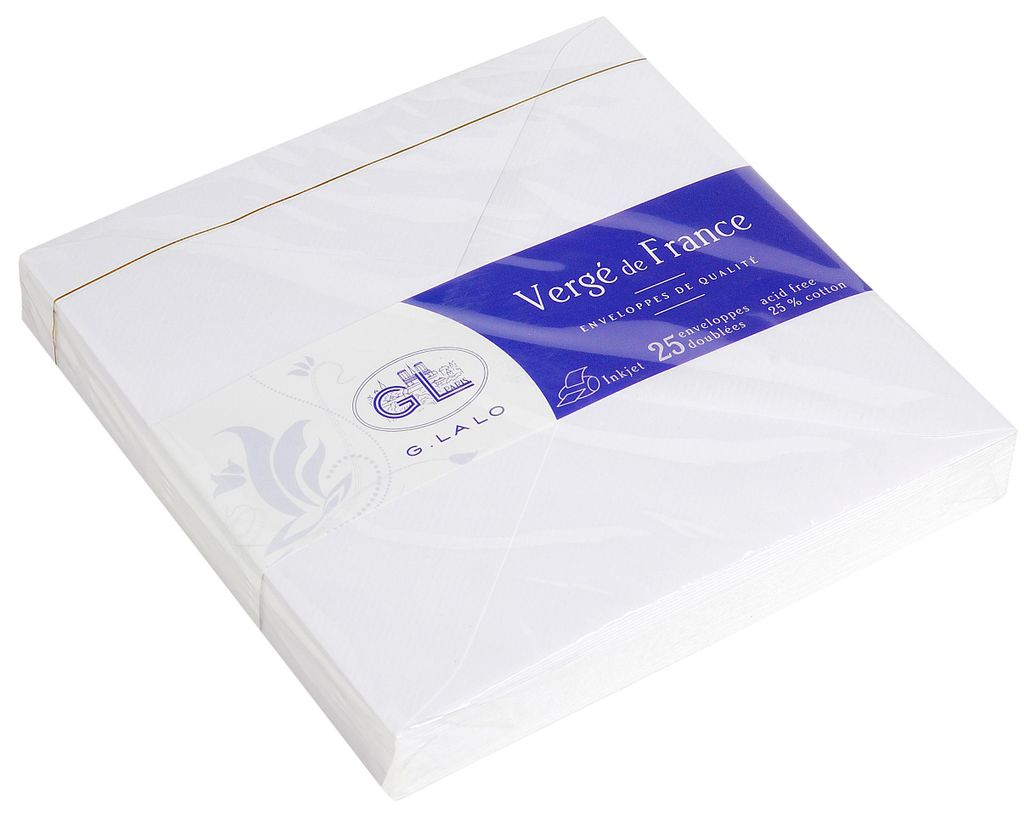 Exacompta VERGÉ Umschläge Rillen extra weiß 140x140 mm 25 Stück