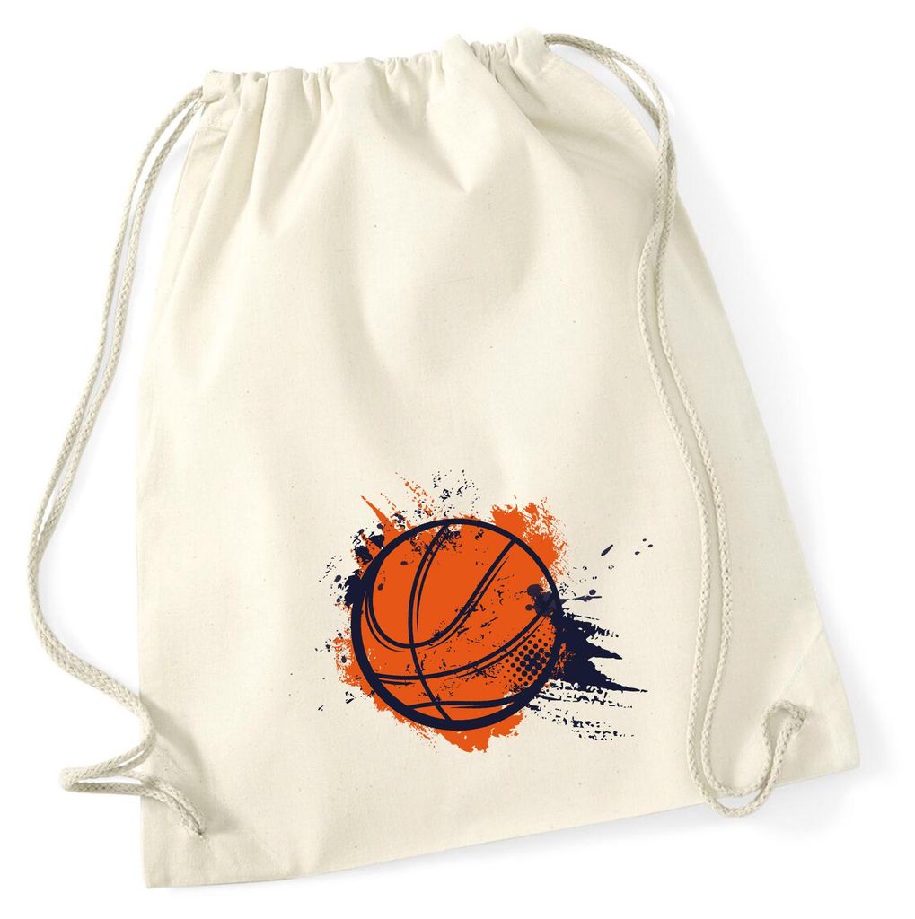 Huuraa Turnbeutel Basketball bunt 12 Liter Natural Baumwolle Rucksack Geschenkidee