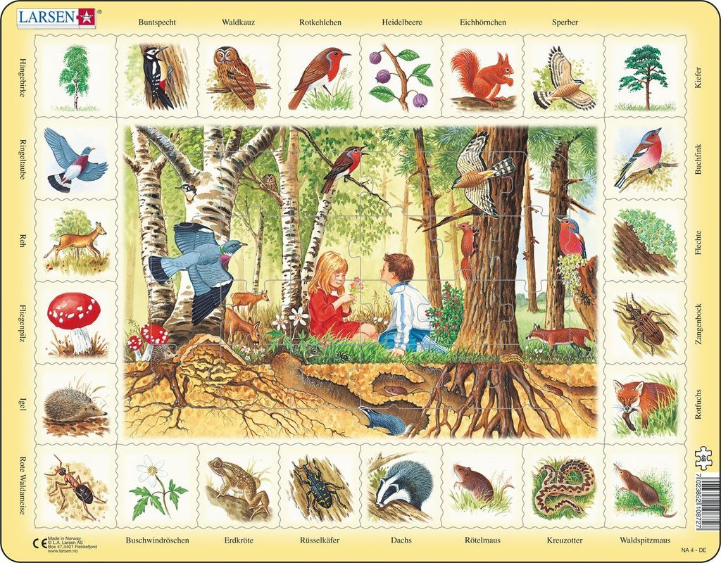 Larsen Kinderpuzzle 'Im Wald' aus Pappe, 48 Teile, 100% Produktbild 