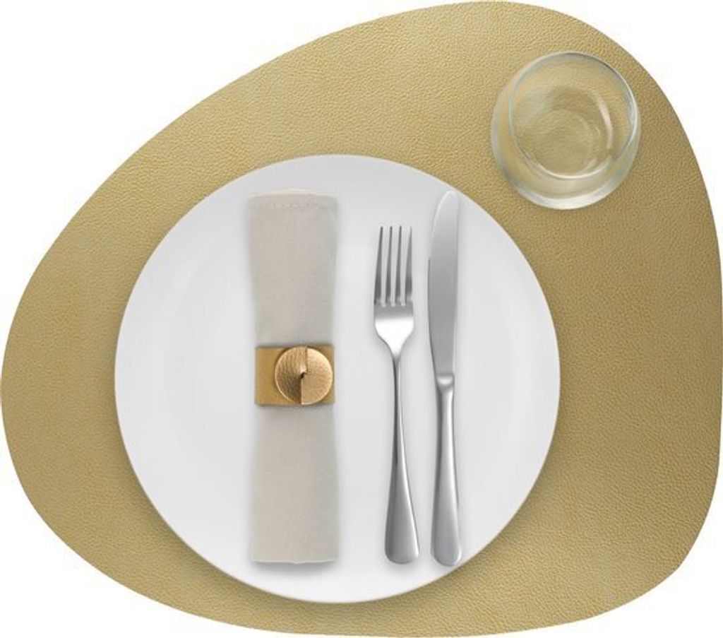 Tischset Skinnatur Gold - Platzdeckchen - Platzsets - Oval - Recyceltes Leder - Gelb - 46x40cm - 1 Stück