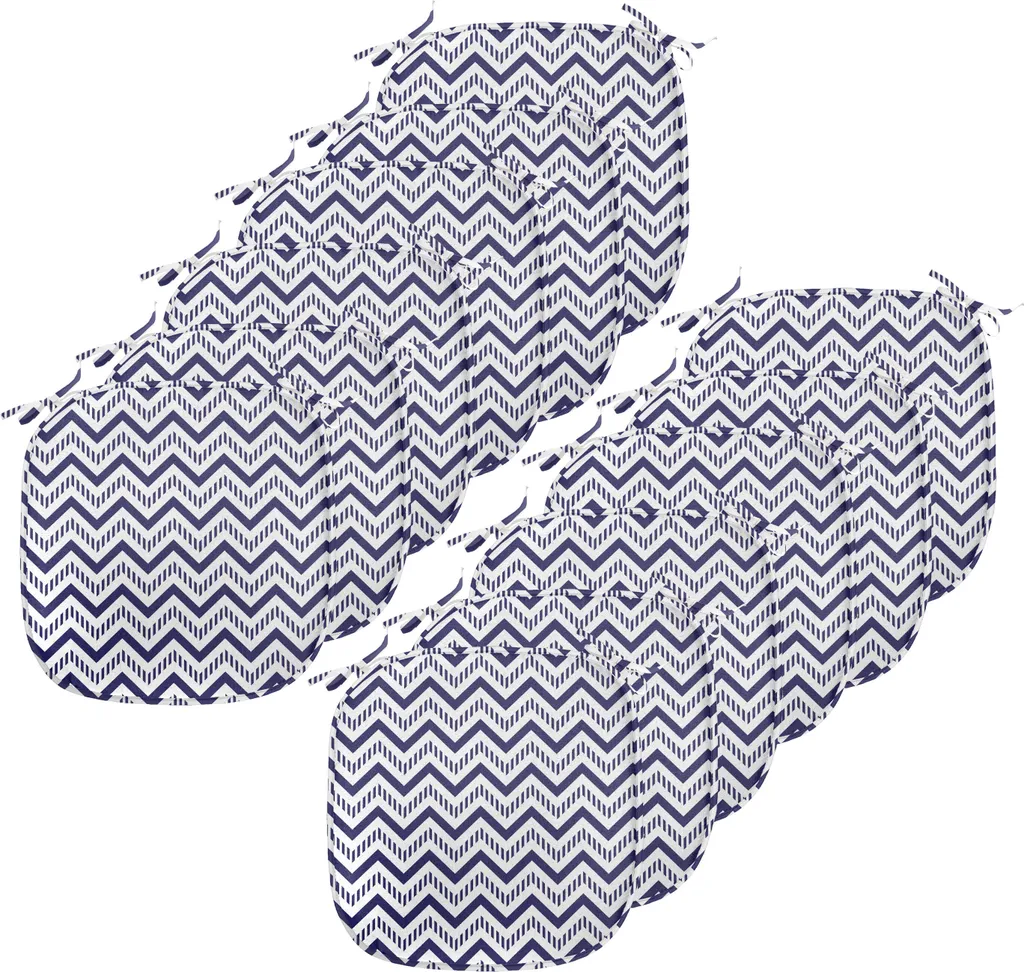 Set 12 Cuscini Sedie Cucina 40x40 ABAKUHAUS Zig Zag Blu Navy e Bianco