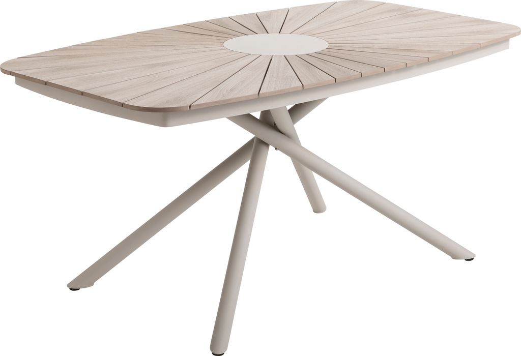 Dehner Gartentisch Barcelona, bis zu 6 Sitzplätze, 160 x 76 x 90 cm, Metall / Kunststoff, hellbraun / natur