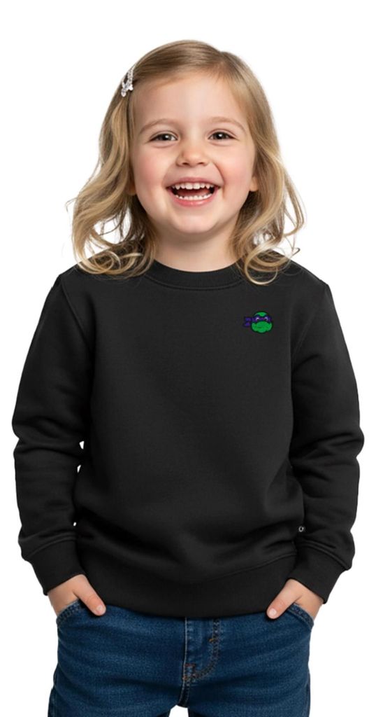 Spreadshirt TMNT Donatello Stick Kinder Premium Pullover, 122/128 (6 Jahre), Schwarz