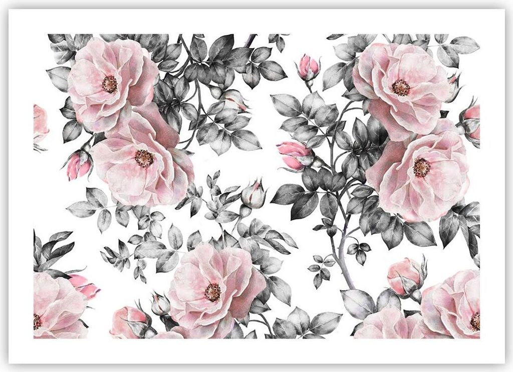 Poster - Poster ohne Rahmen - Blumen Blätter Pflanze Rose - 70x50 cm - Wand Bild - Wanddeko - Wandbilder - Kunstposter - Wandposter - Bilder - Kun...