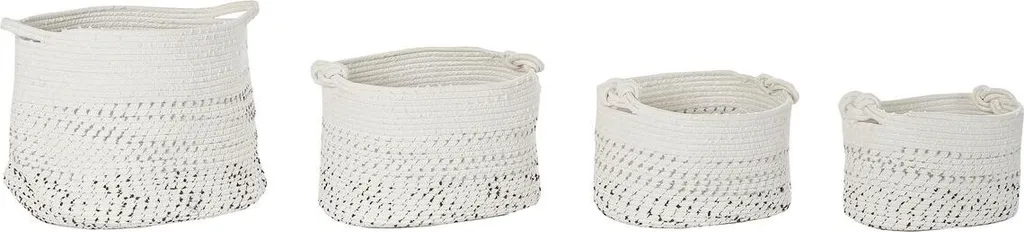 Set de 4 Corbeilles DKD Home Decor Noir et Blanc Boho 36 x 36 x 33 cm