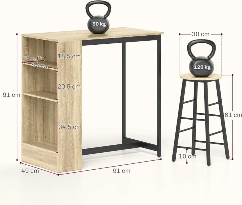 Solution Cuisine Encombrée : Ensemble Table de Bar avec Rangements 2024 - 3